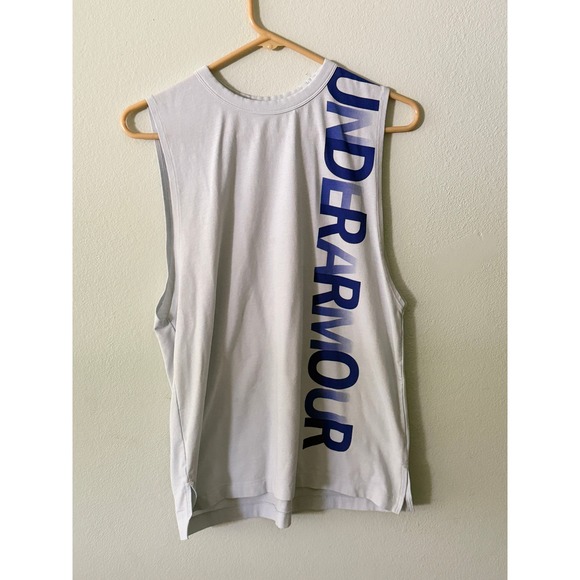 Under Armour Mens Gray Sleeveless Tank Top Athletic Training HeatGear MD - Picture 1 of 4